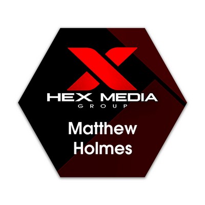 Full Color Name Badge w/ Personalization (3.75"x4.25") Hexagon 1