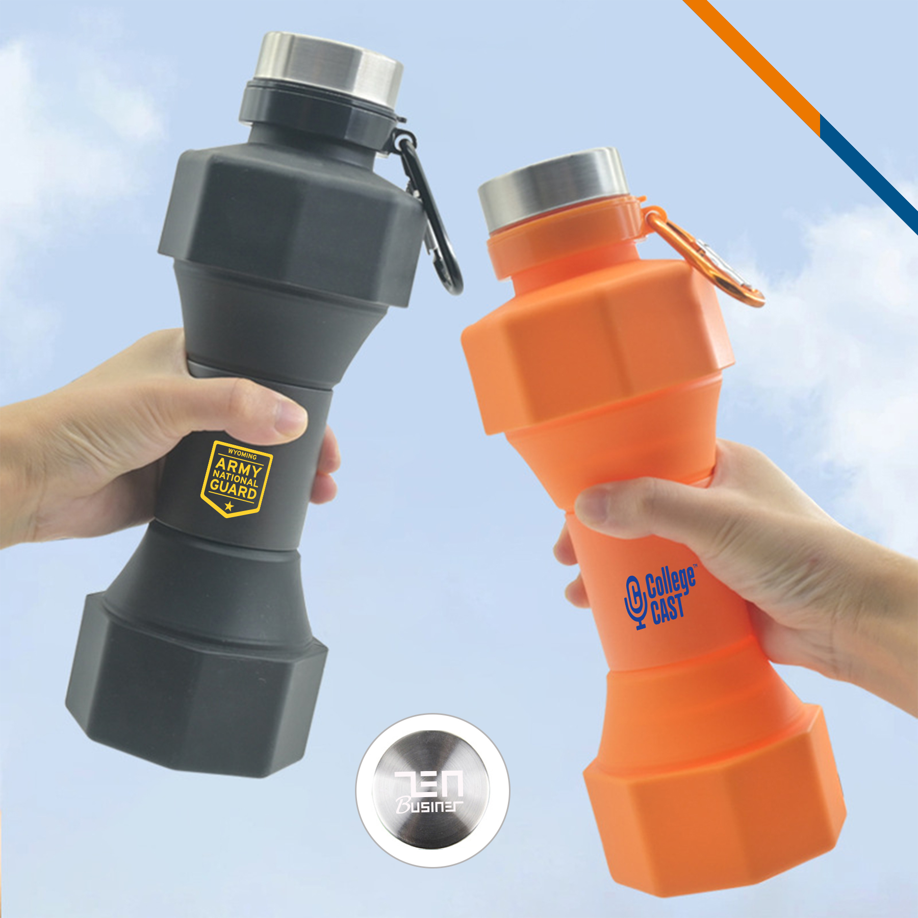 Dumbbell Collapsible Water Bottle - 22 OZ. 5