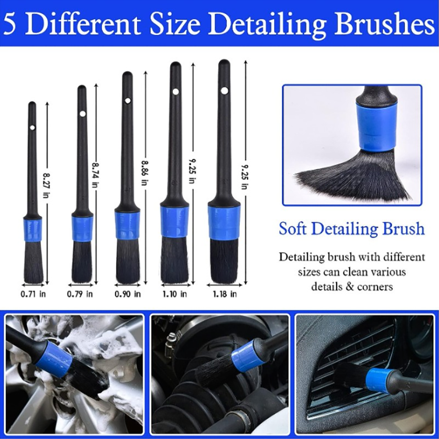 Car Cleaning Detailing Brush Set for DrillTools Kit 3