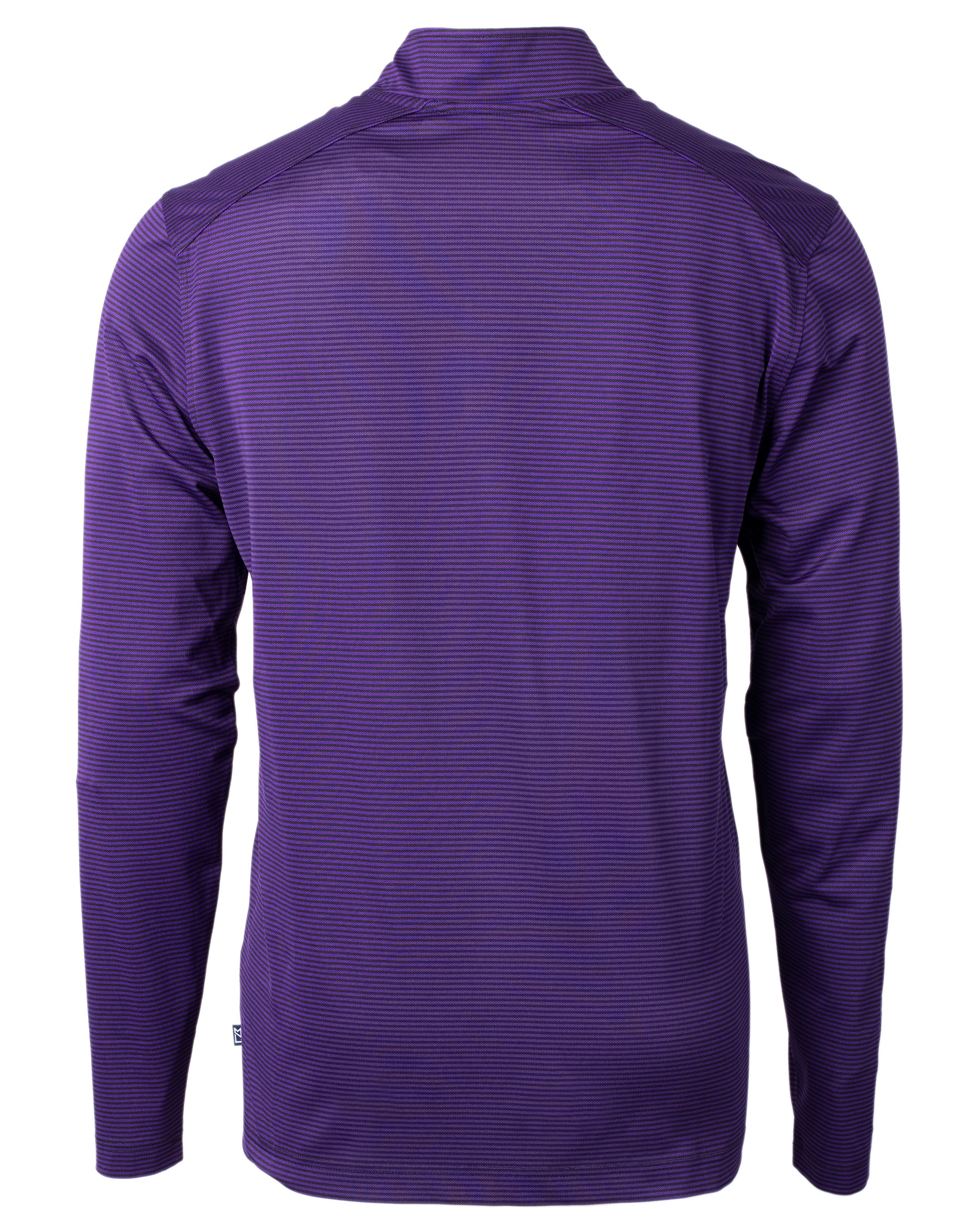 Cutter & Buck Virtue Recycled Micro Stripe Featherlight Pique Mens Quarter Zip Pullover 52