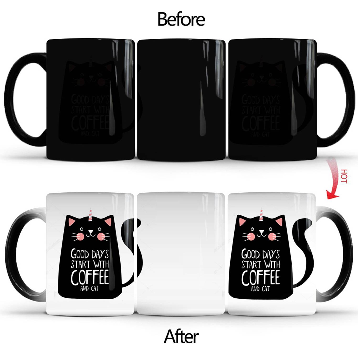 12oz Color-Changing Cat Mug – Heat Sensitive Ceramic Cup 2