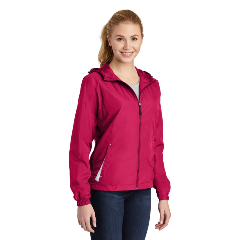 Sport-Tek Women's Colorblock Hooded Raglan Jacket. 3