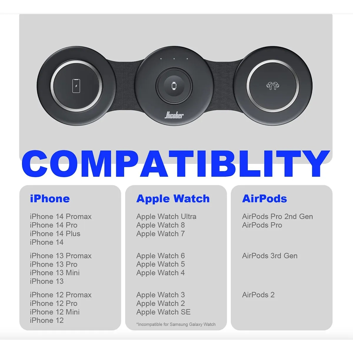 3 in 1 Wireless Charging Station Magnetic Foldable Travel 8