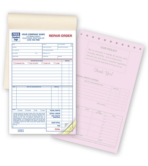 Garage Repair Orders, Booked, Carbonless 1