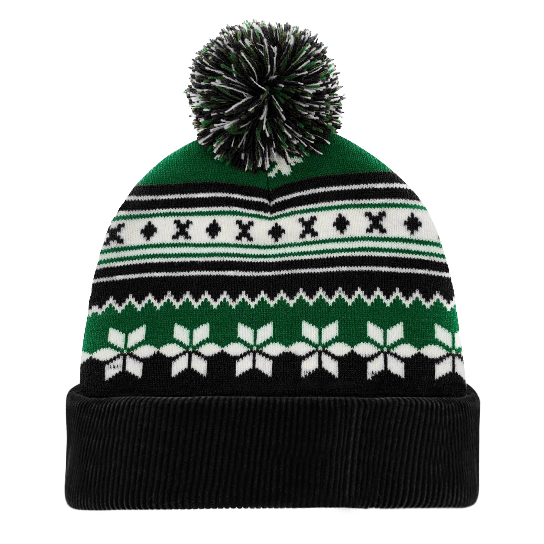 Knitted Acrylic Cuff Winter Beanie with Pom 5