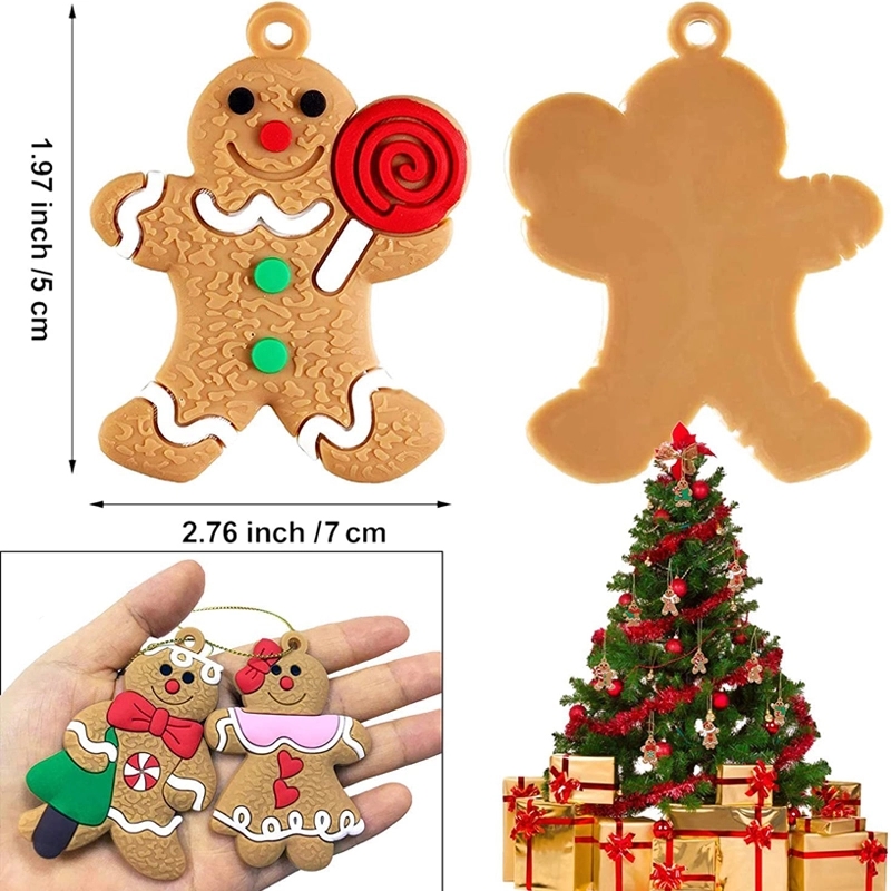12 Pcs Pvc Gingerbread Man Ornaments For Christmas Tree 4