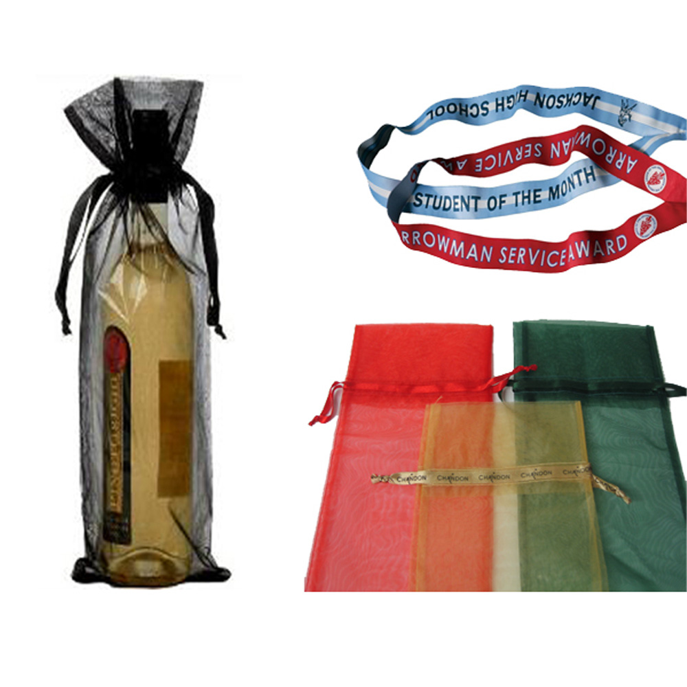 Rectangular Sheer Organza Wine Bottle Bag 2