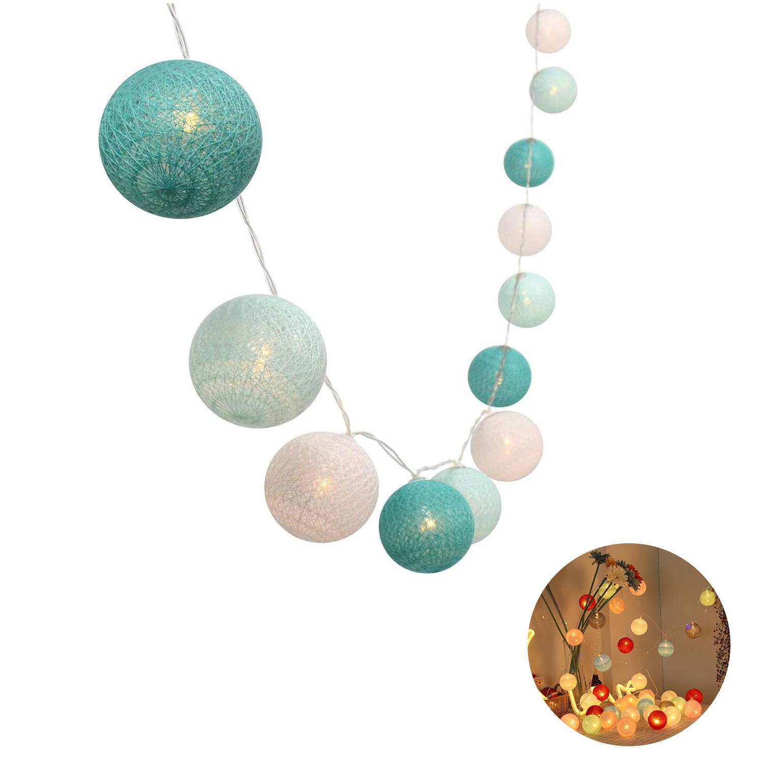 Cotton Ball String Light Indoor Decor 2