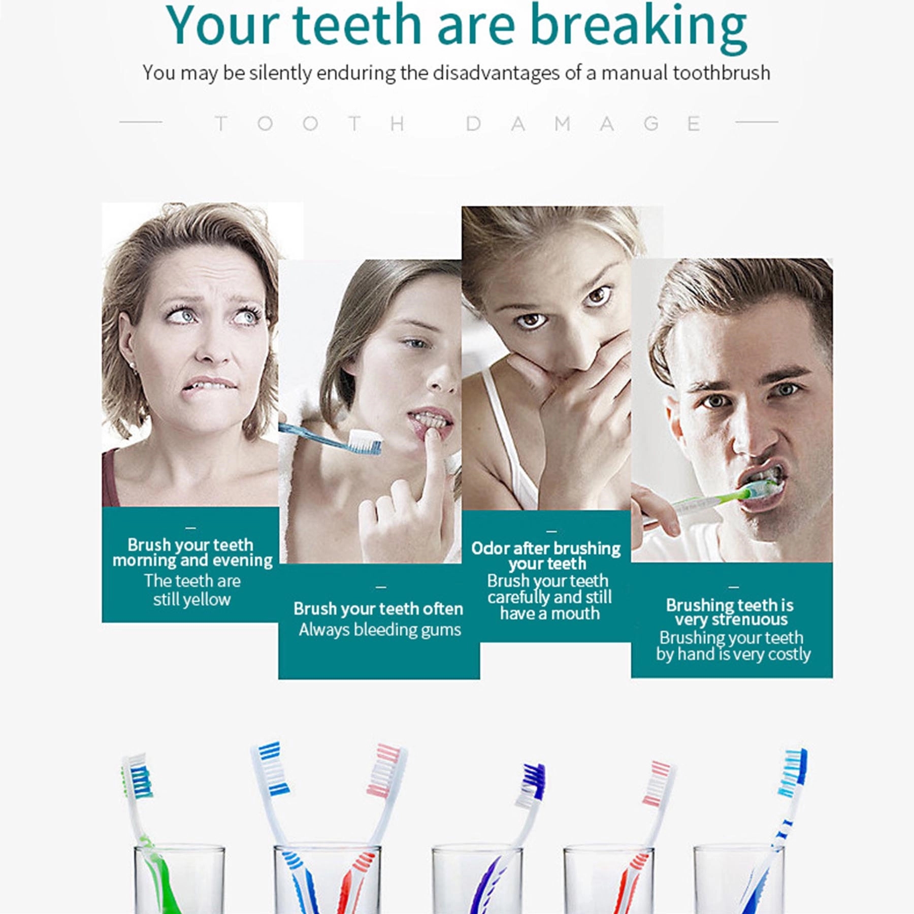 Sonic Electric Toothbrush Rechargeable With 3 Brush Heads 3