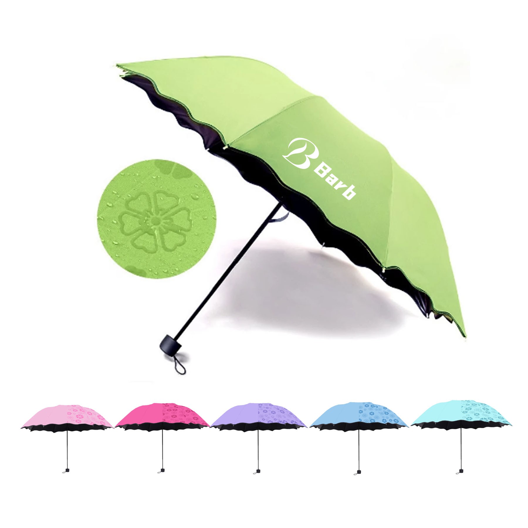 Anti-UV Rainy Travel Umbrella with Meet Water Begin Bloom 1