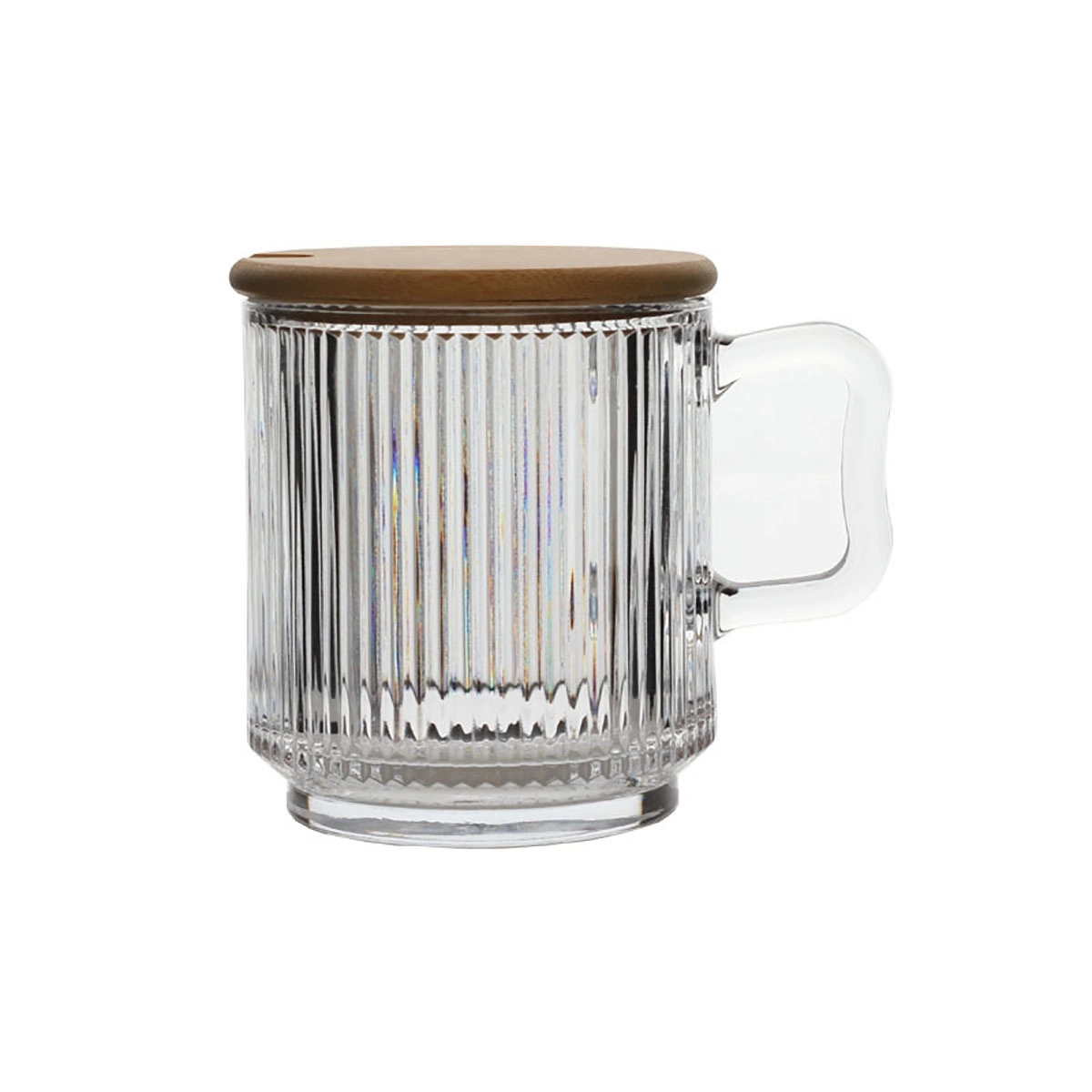 Iridescent Glass Coffee Mug with Lid 2