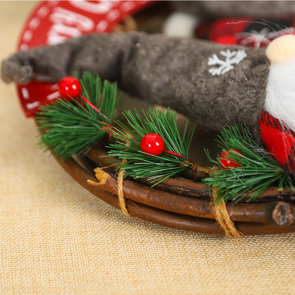 Christmas Wreath Retro Ratton Hoop Door Hanger 3