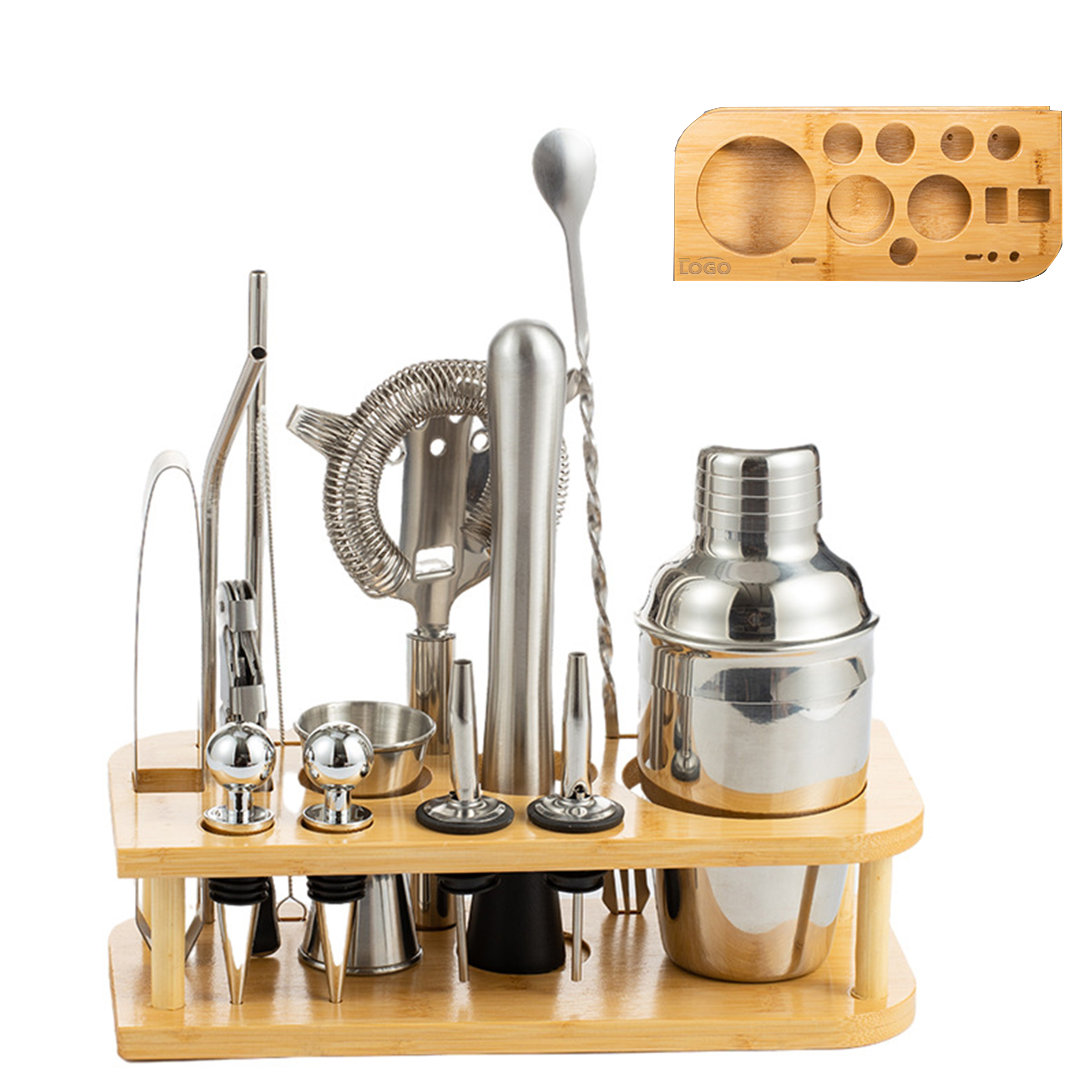 15-Piece Cocktail Shaker Set ?C Stainless Steel Bar Kit 2