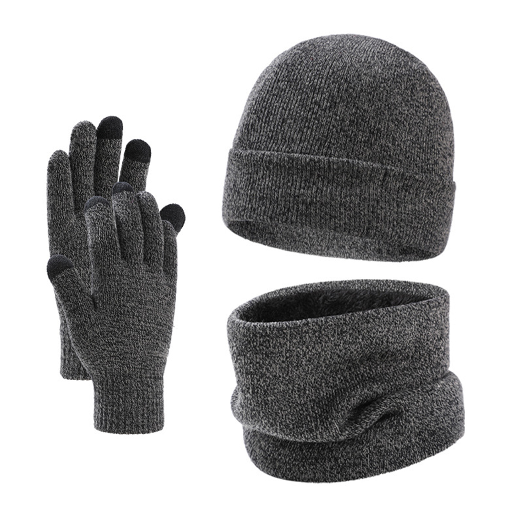 3 Pcs Hat Scarf Gloves Beanie Set 3