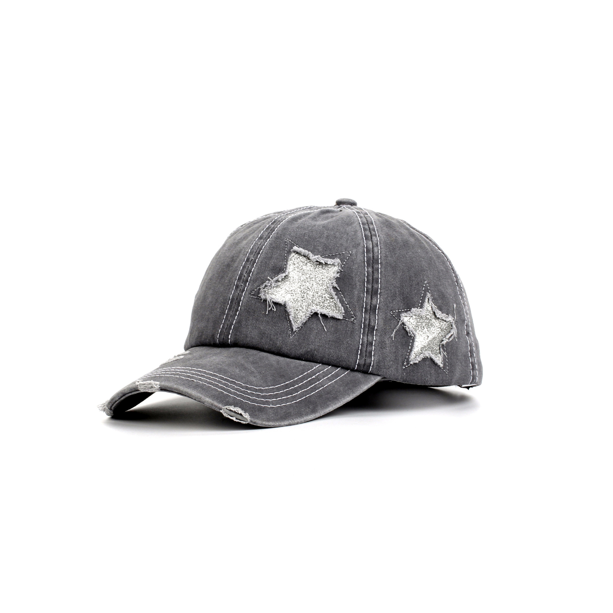 Washed Cotton Distressed Baseball Cap With Adjustable Closure 4