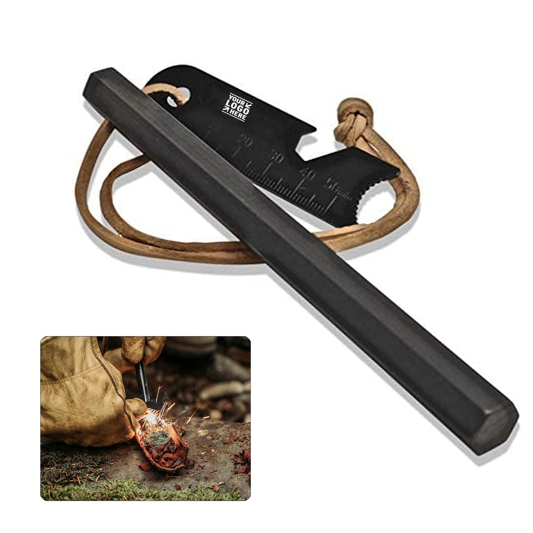 20,000+ Strikes 6 Wide Striking Surfaces Hexagon Ferro Rod Fire Starter 2