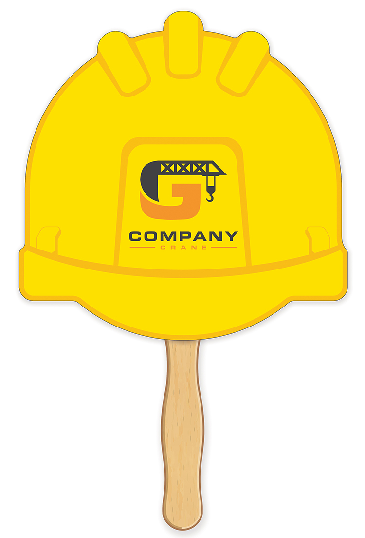 HAND FANS - Full Color, Hard Hat Shaped Hand Fan 5