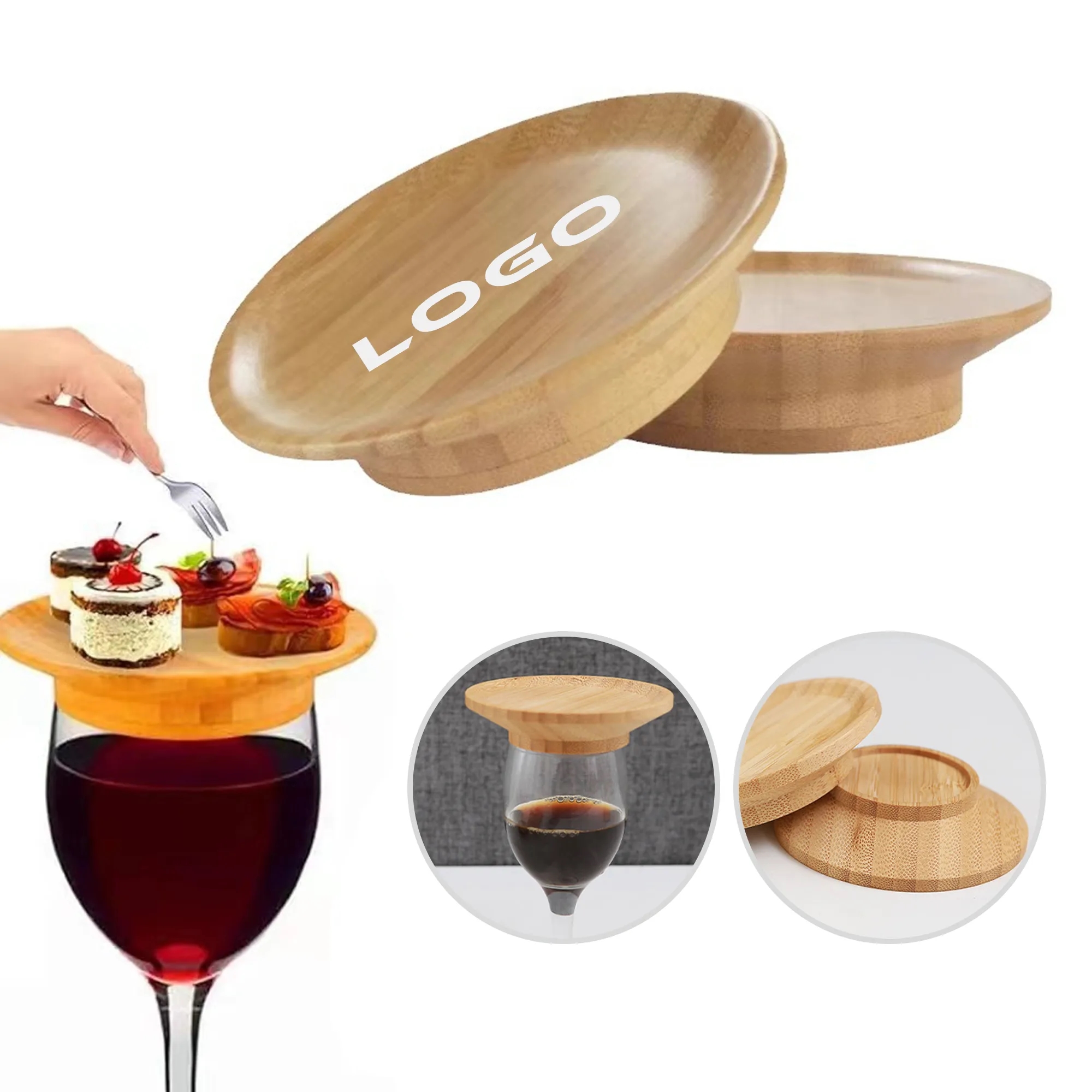Round Bamboo Wine Glass Cover 2