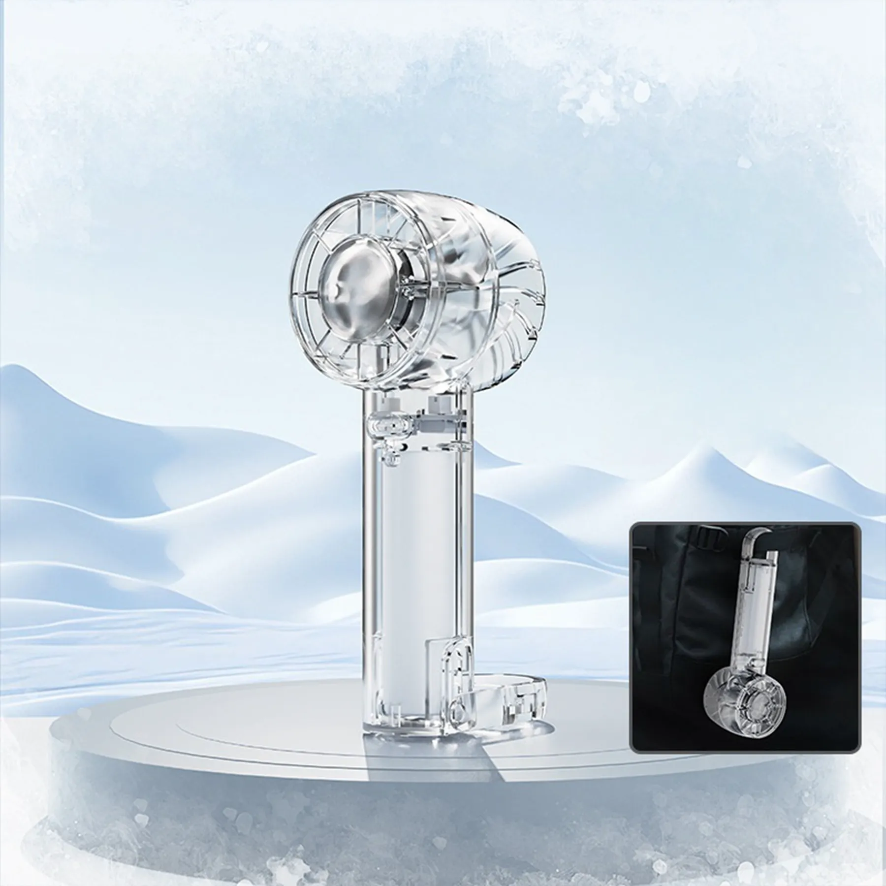 W21 Transparent 2000 mAh Desk Handheld Fan 10