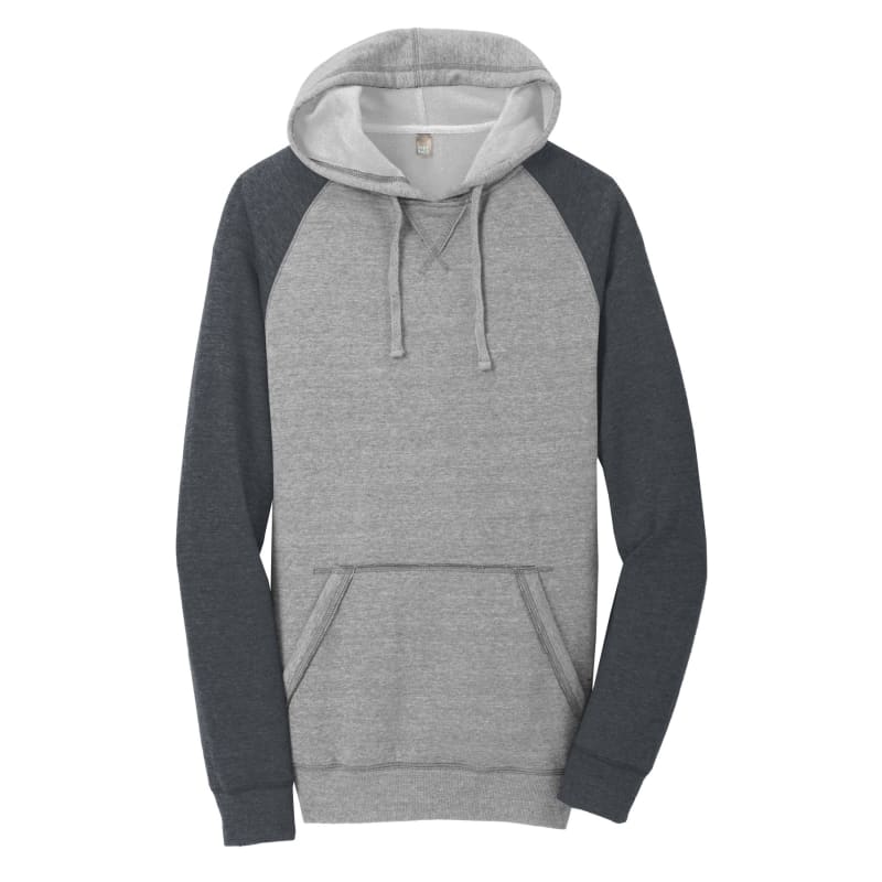 District Young Mens Lightweight Fleece Raglan Hoodie. 2
