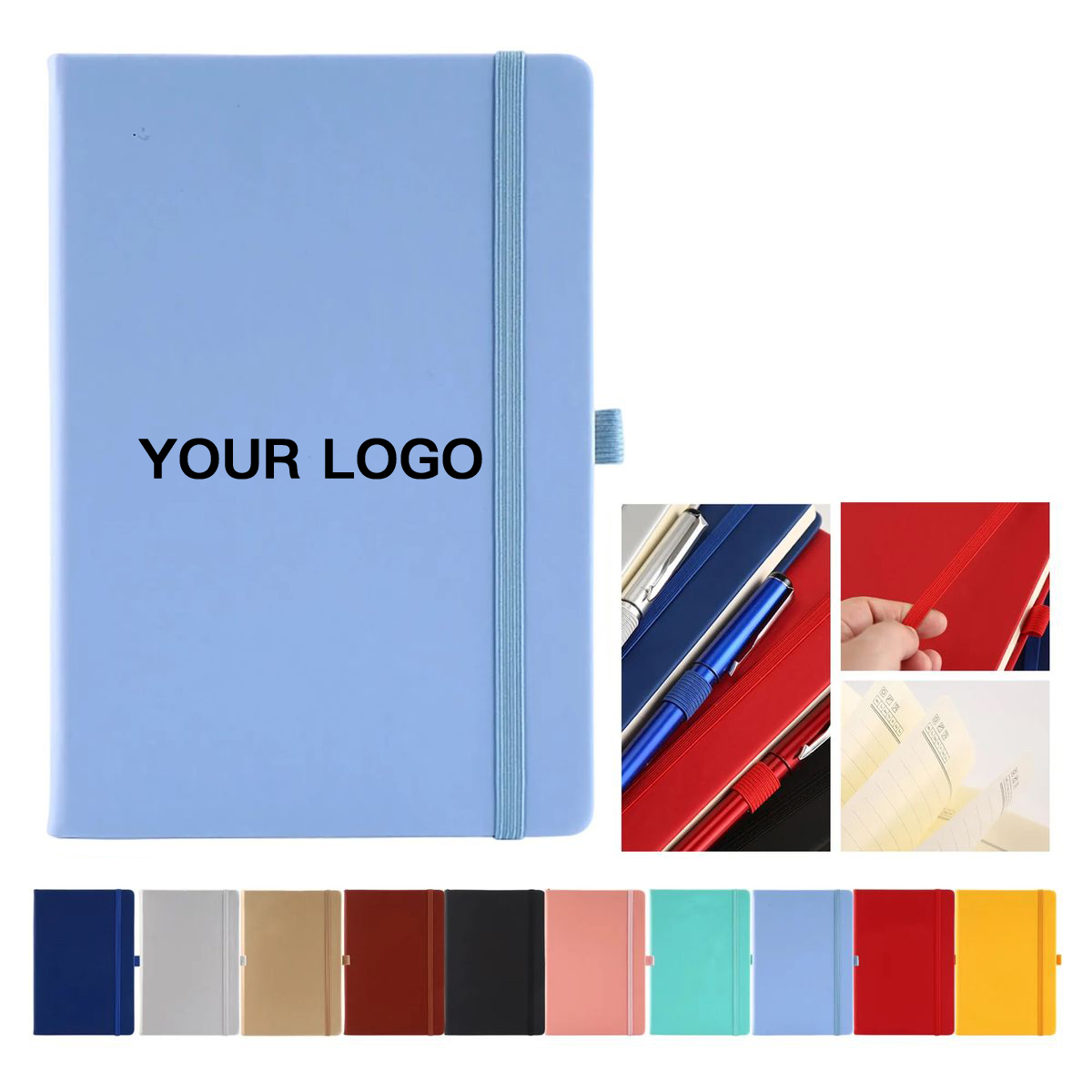 Durable PU Leather Bound Notebook with Strap Lock 6