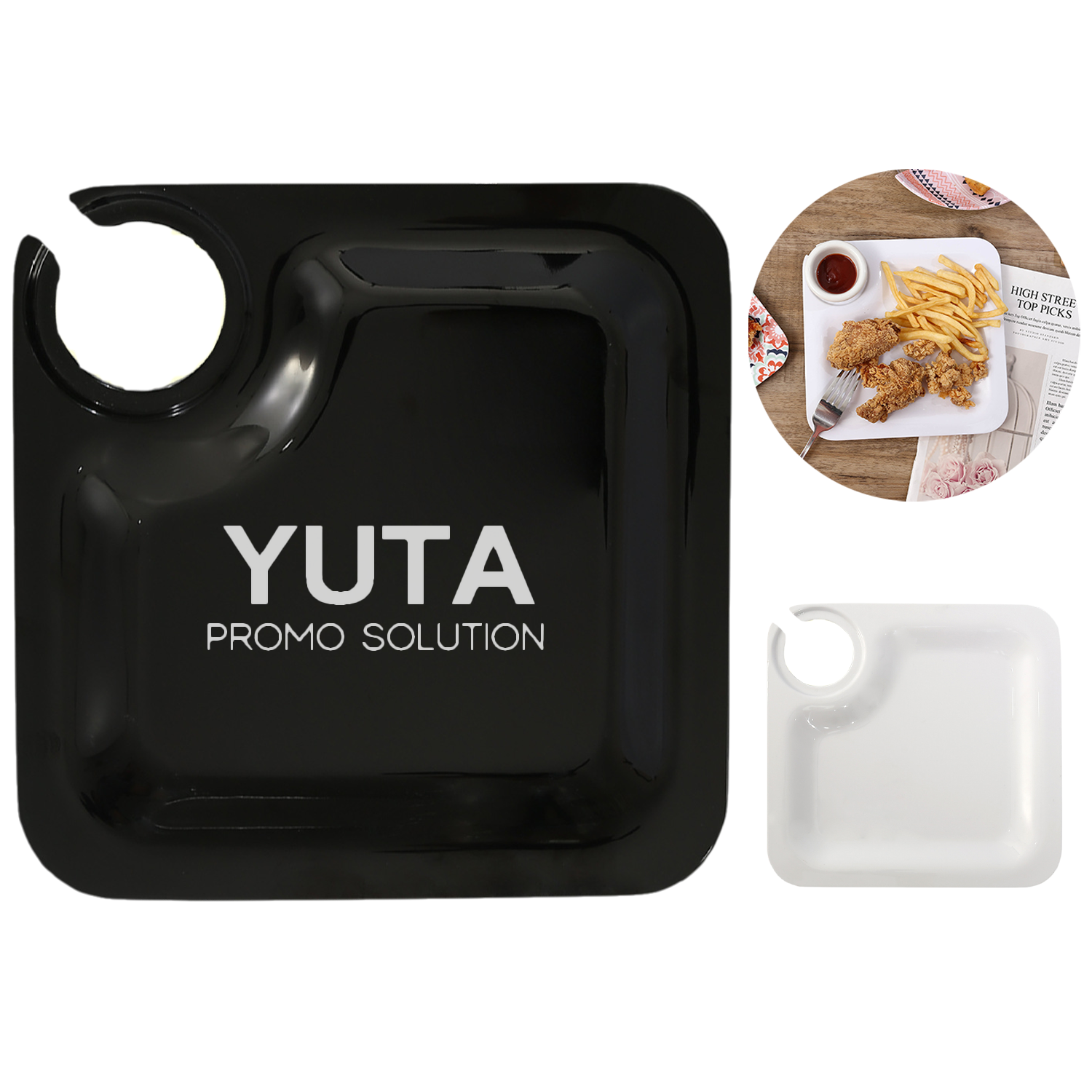 Melamine Appetizer Tray w/ Wine Glass Holder 1