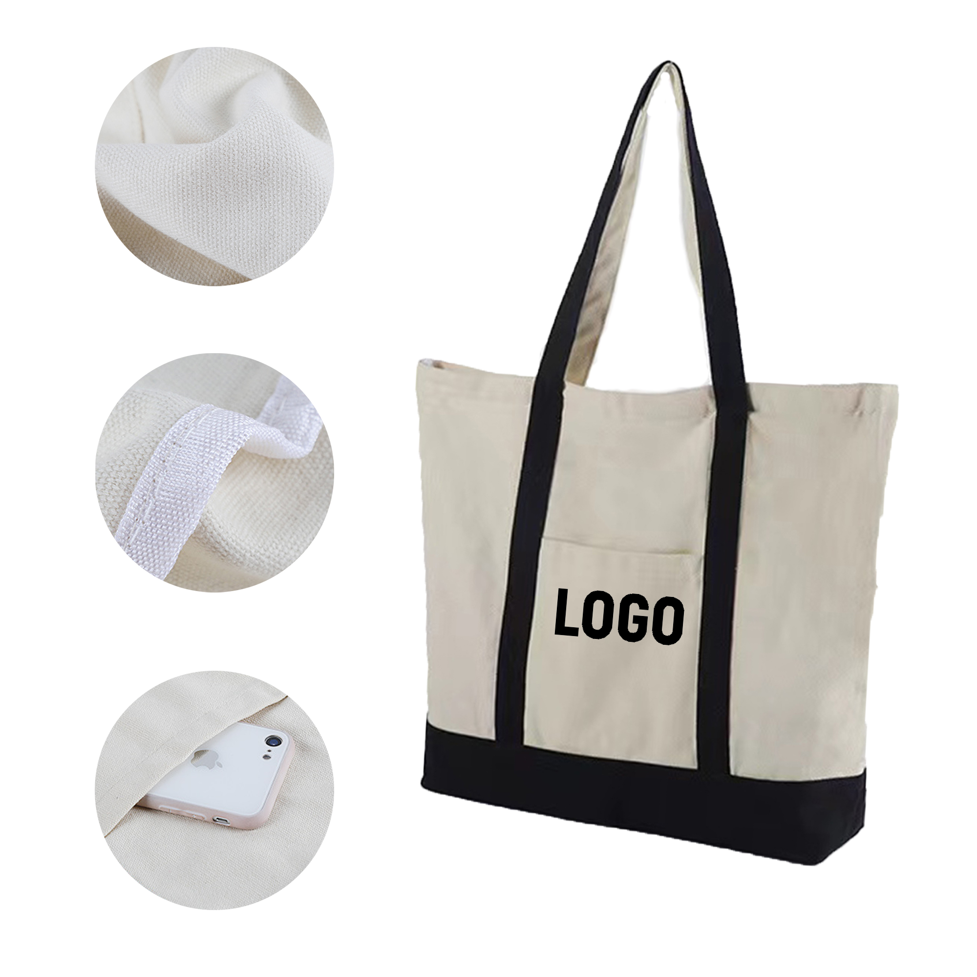 Stylish Canvas Tote Bag With External Pocket 3