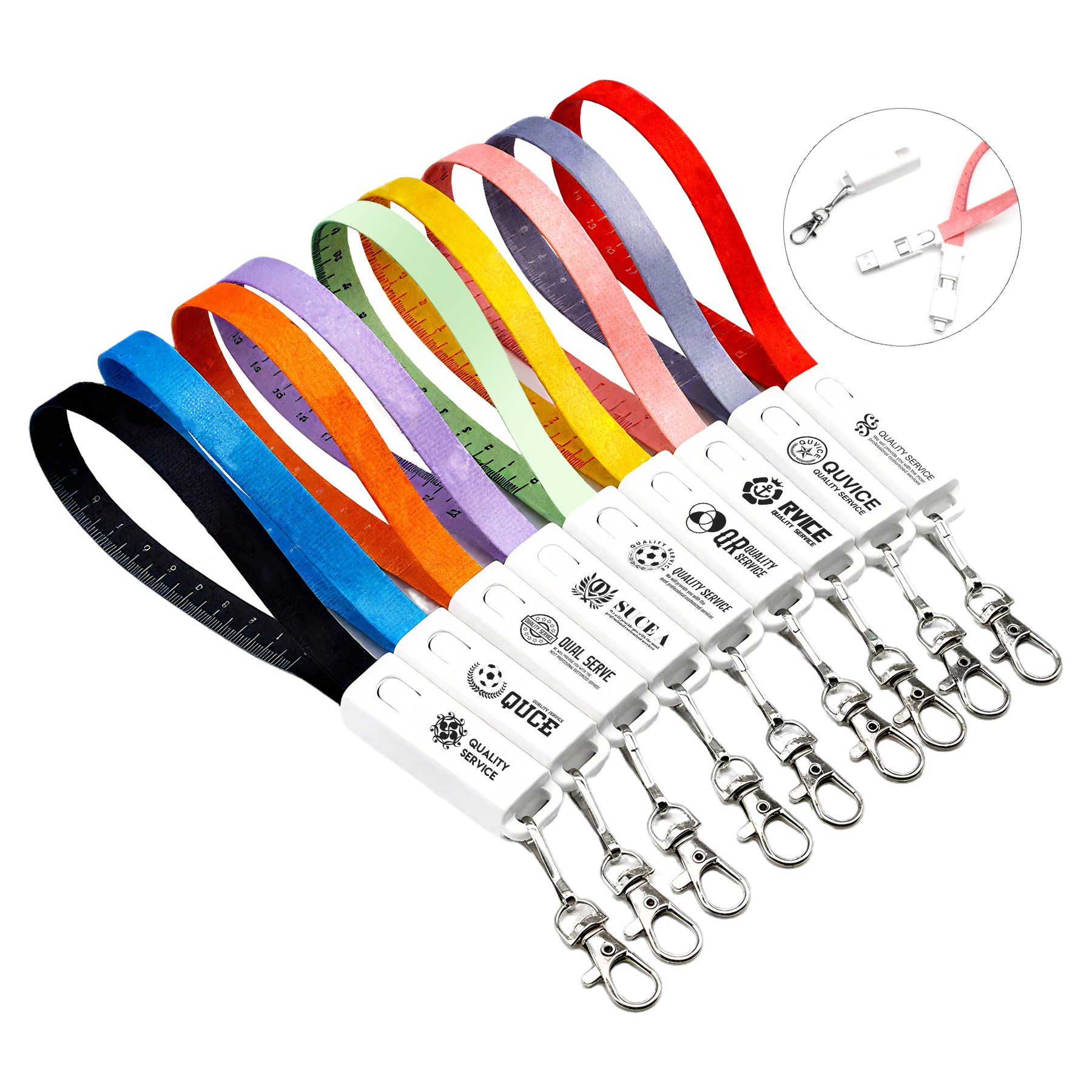 Multifuctional 6-In-1 3A Fast Speed Lanyard Charging Cable With Ruler 2
