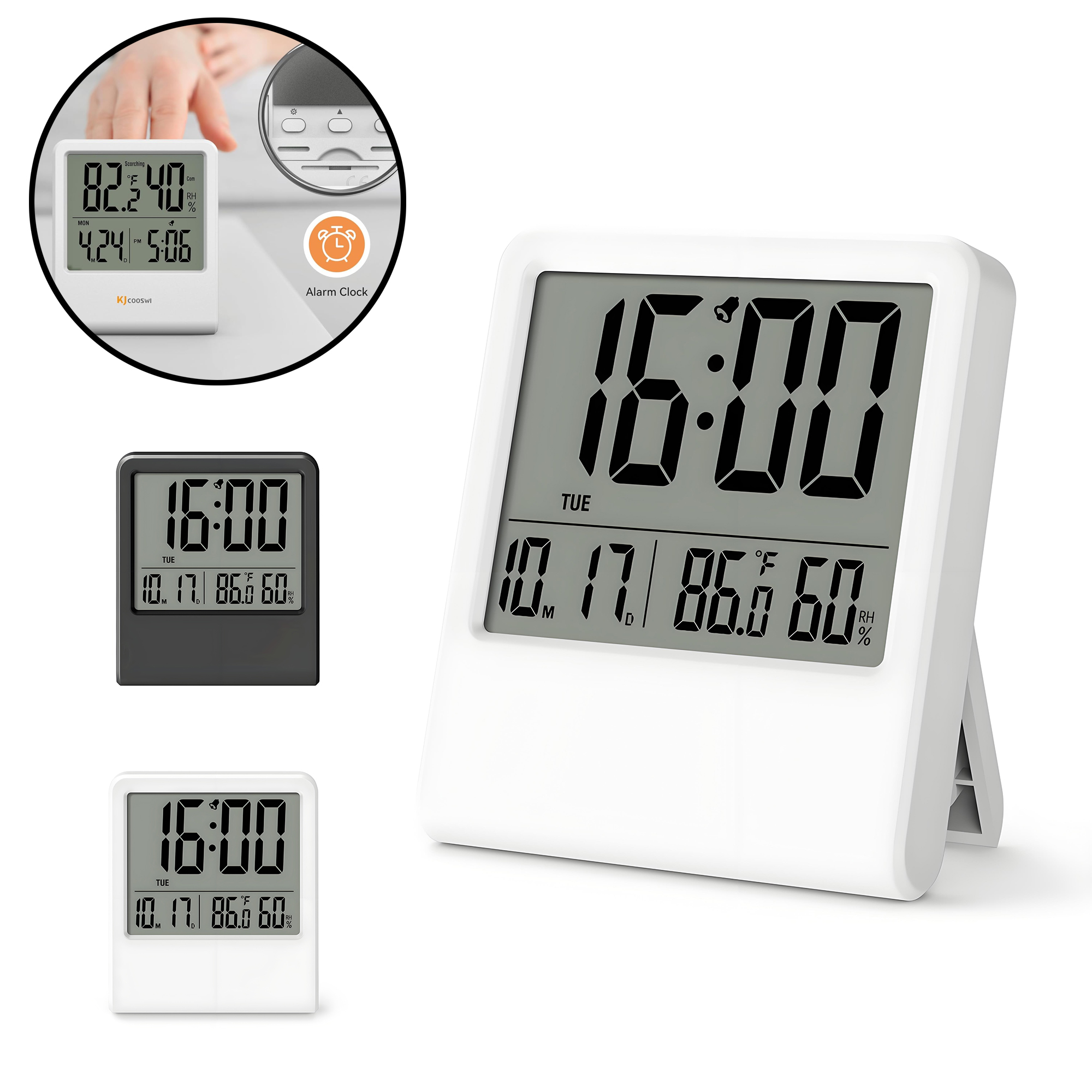 Ultra-Thin Indoor Digital Thermometer with Humidity Display, Magnetic Stand, Date, Time, Weekday. 3