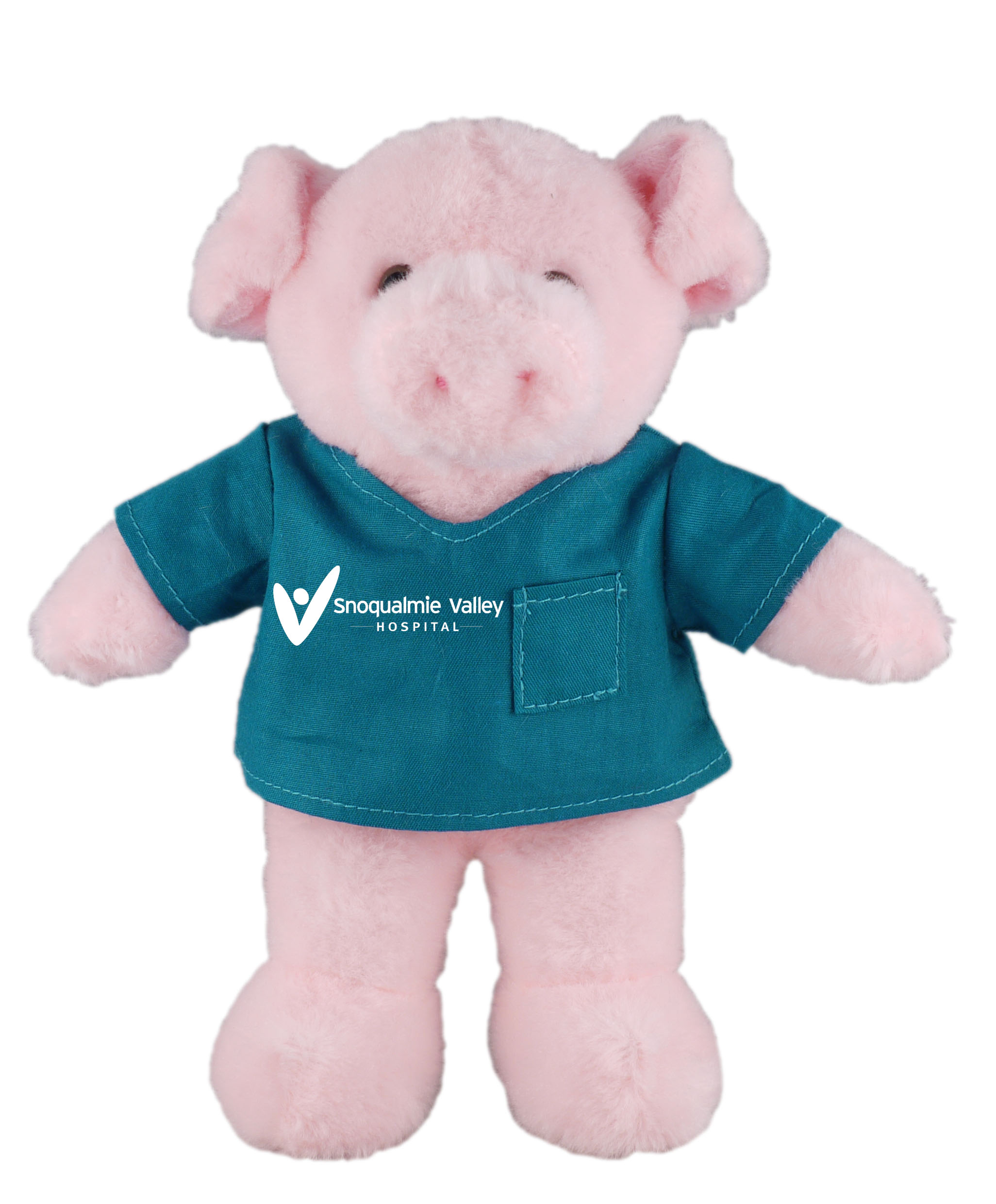 Soft Plush Stuffed Pig in scrub shirt 3