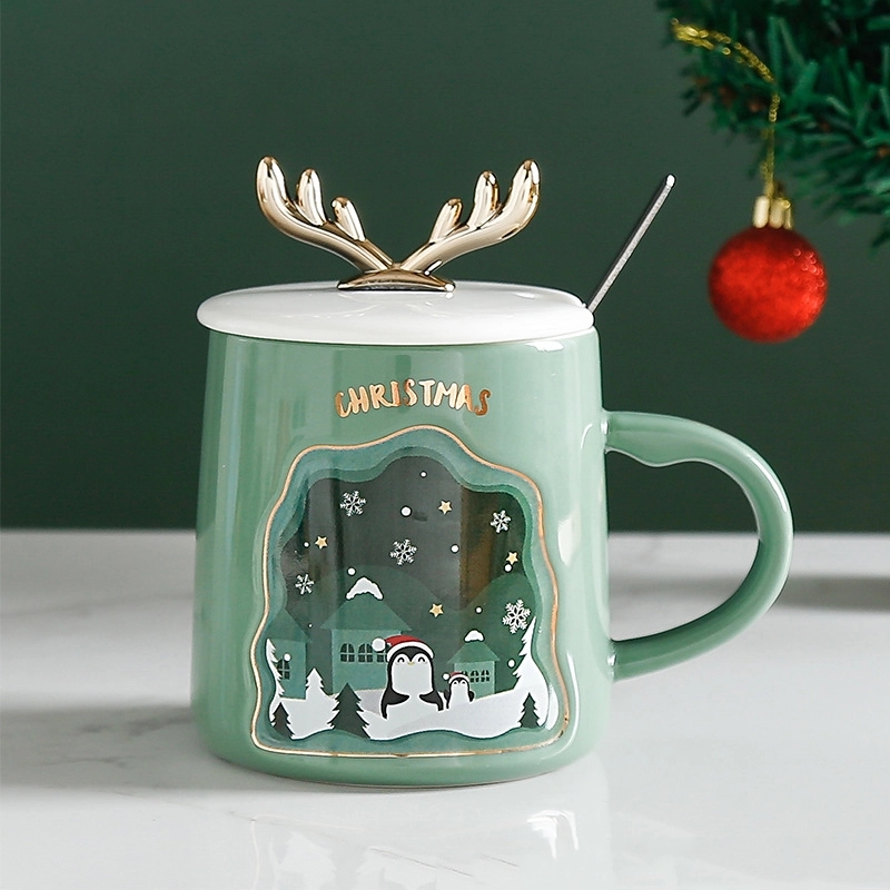 Christmas Antlers Shaped Coffee Ceramic Mug 3