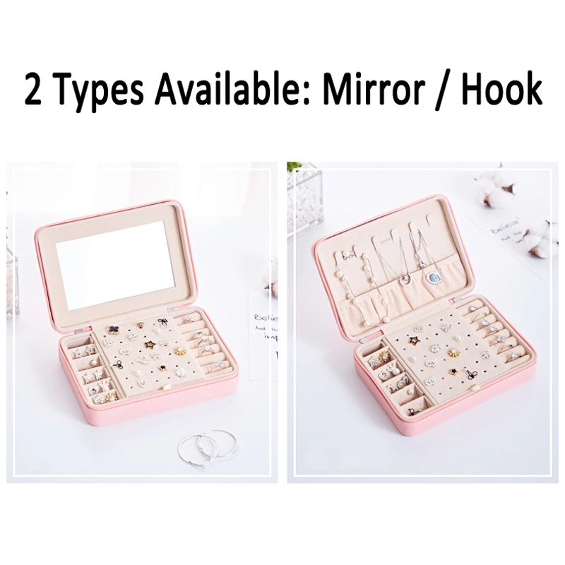 Portable Travel Jewelry Organizer Box with Mirror / Hook 11