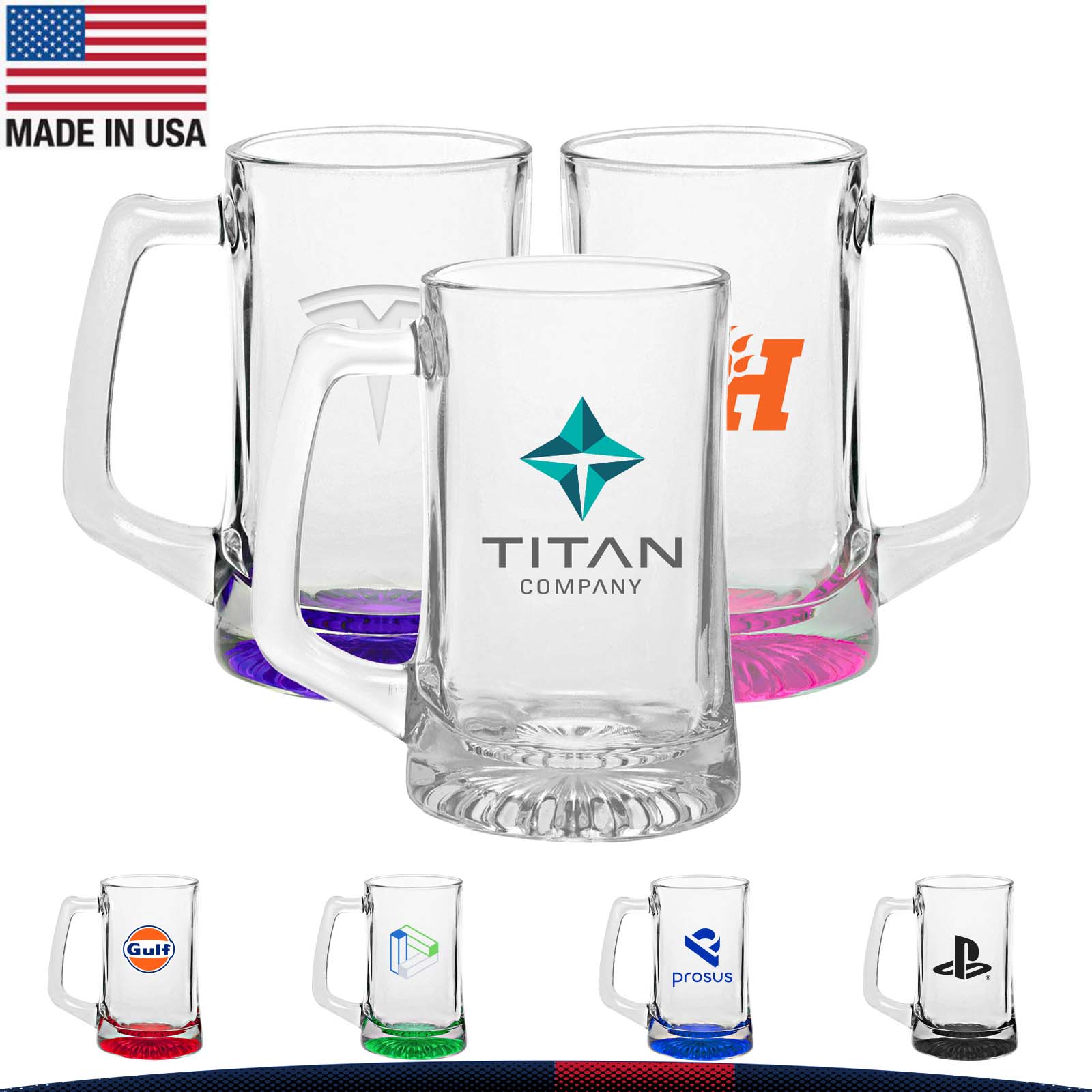 14 oz. Fawer Glass Beer Mugs 8