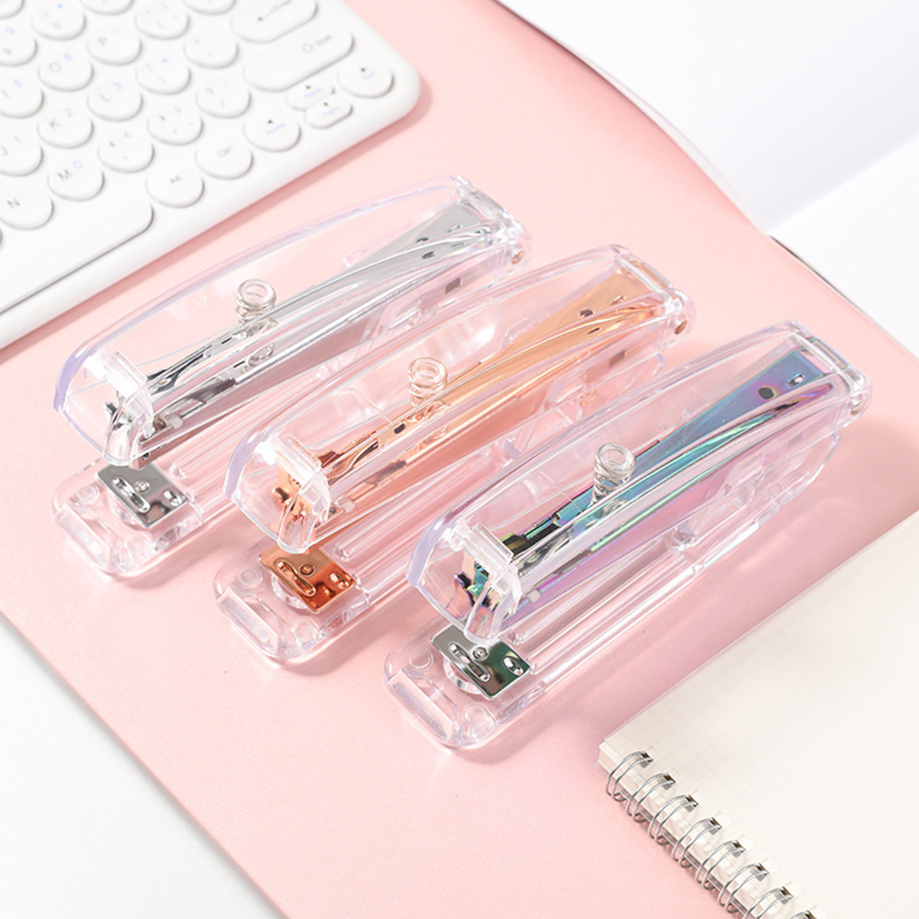 Transparent Rose Gold Acrylic Desktop Stapler 2