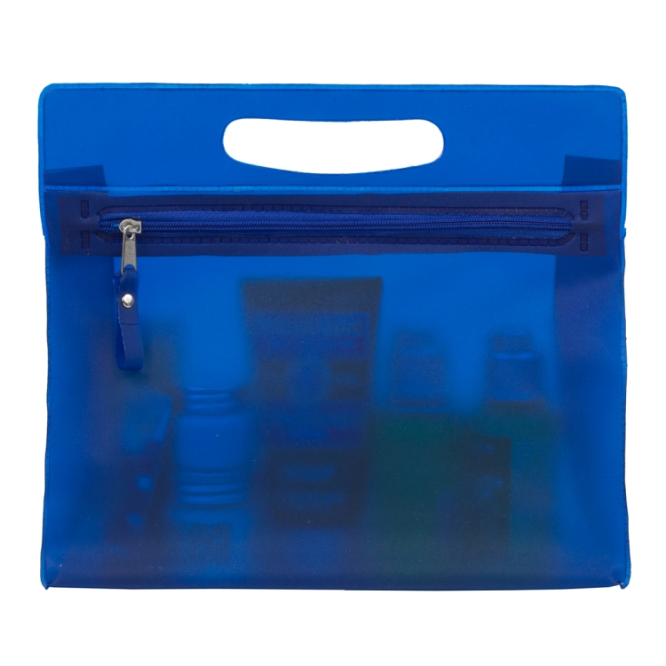 9-1/2" W x 8-1/4"H - "Bermuda" Vinyl Travel Pouch with Zipper 3