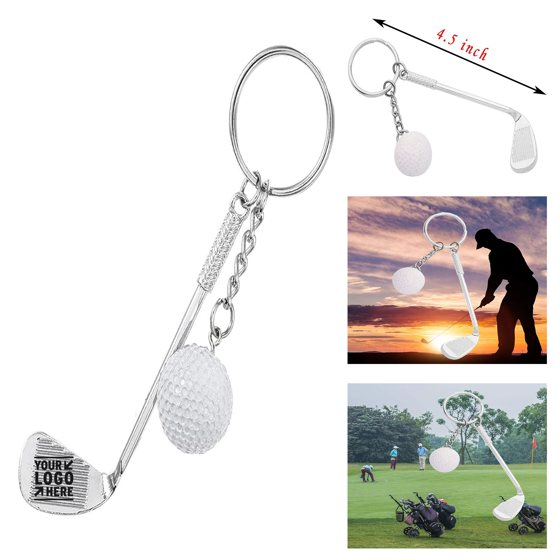 1 Set Z56-B Golf Racket Ball Charms Pendant Keychain Key Ring 2