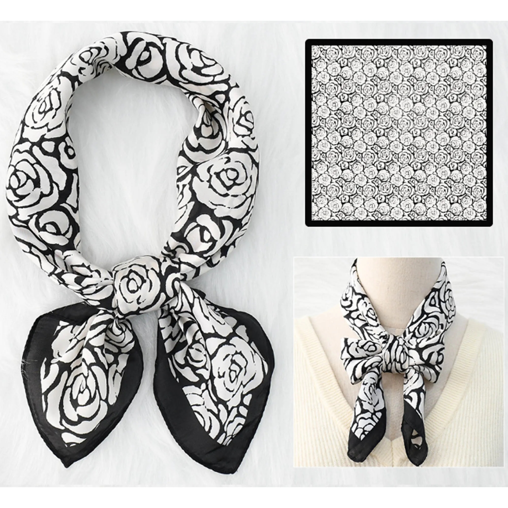 Floral Print Silk Square Scarf 9