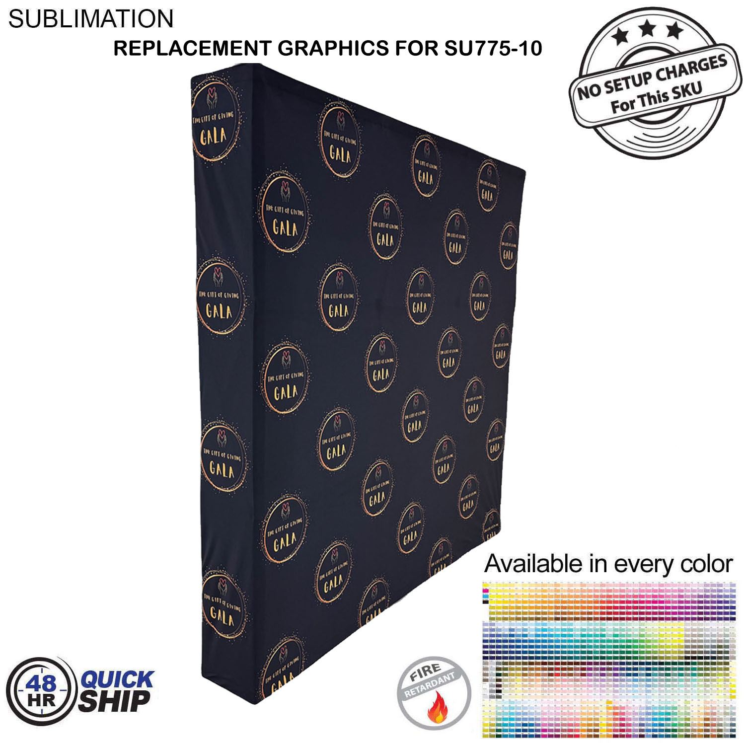 48 Hr Quick Ship - Replacement Graphics for 7.5' Straight Wall with Wrap End Caps, NO SETUP CHARGE 5