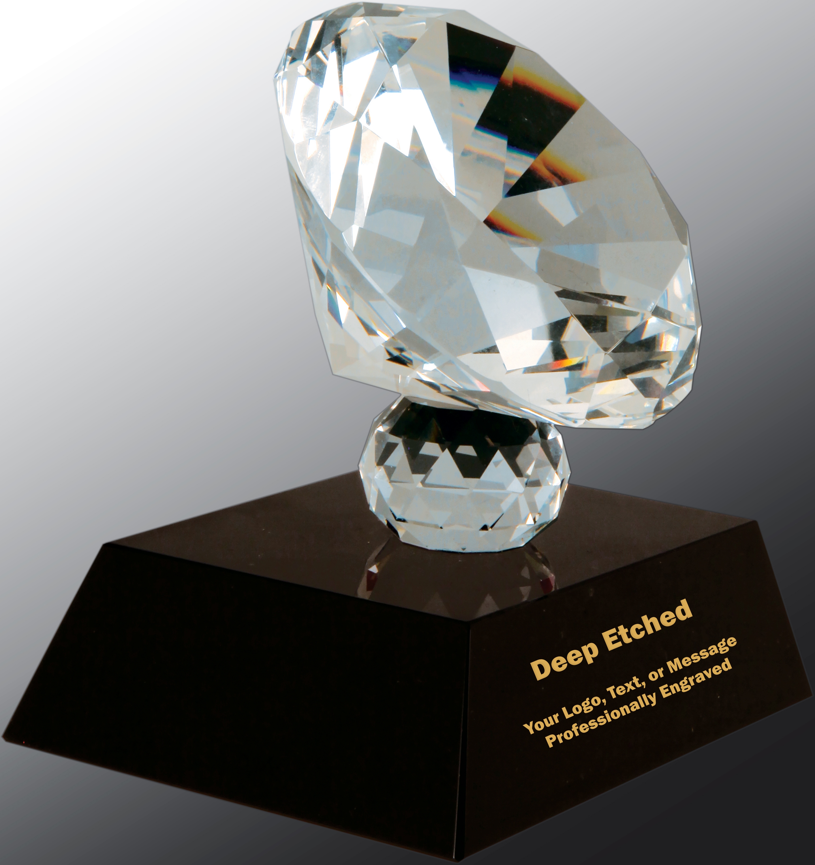 3 1/2" Crystal Diamond Award on Black Pedestal Base