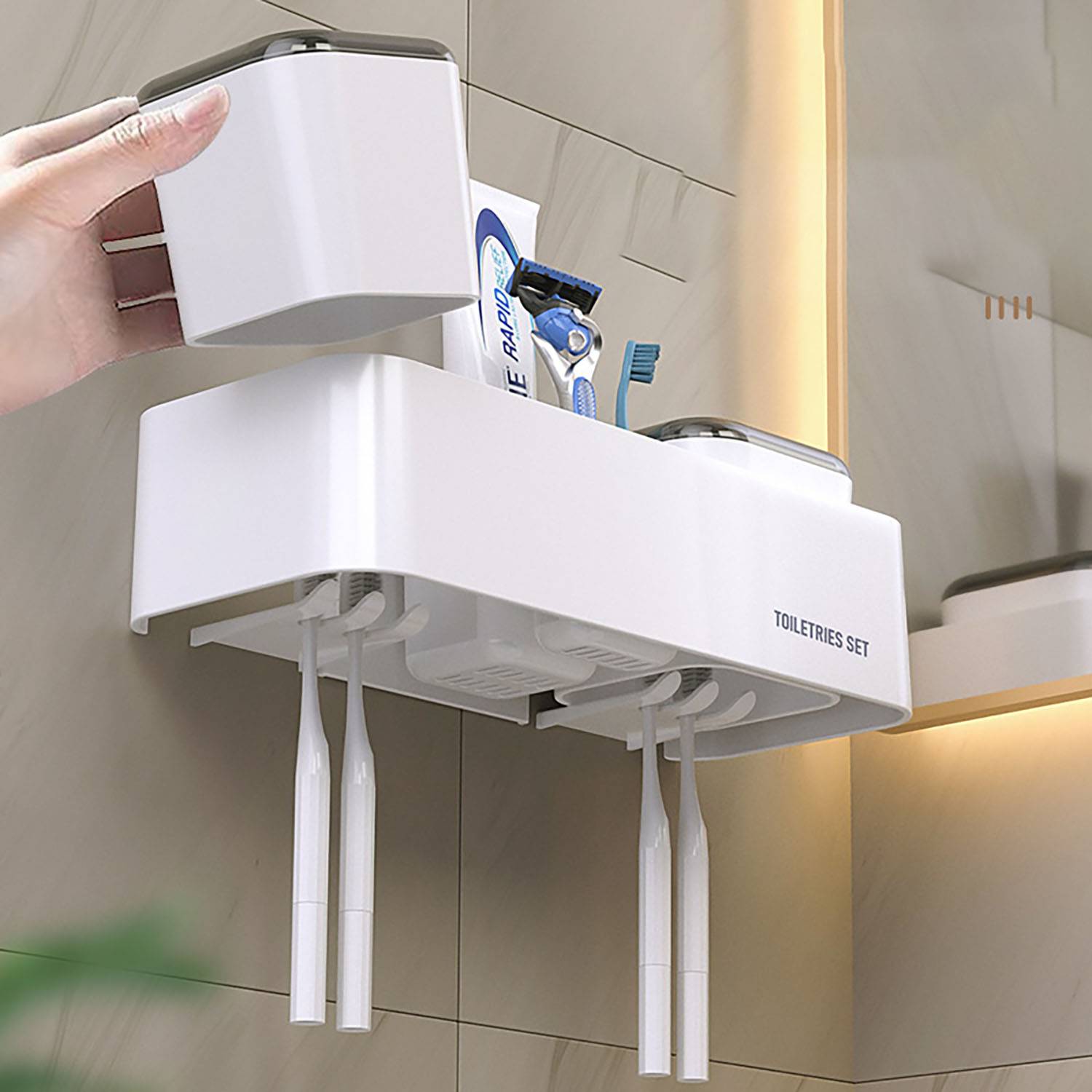 Toothbrush Holder with Rinse Cup 2