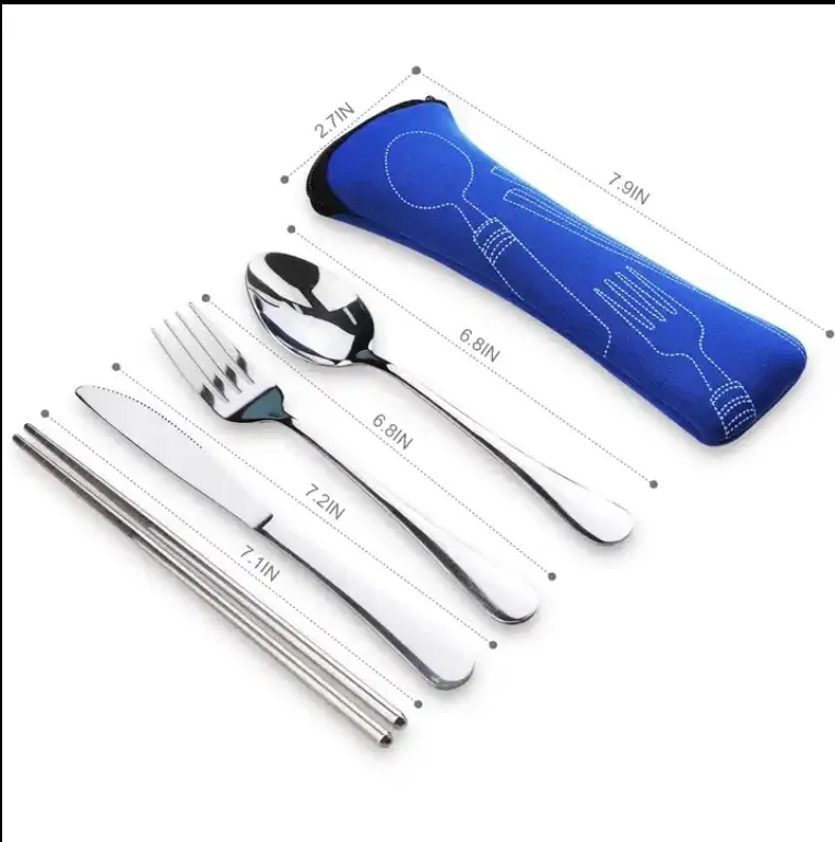 Travel Stainless Steel Cutlery Bag Set 3