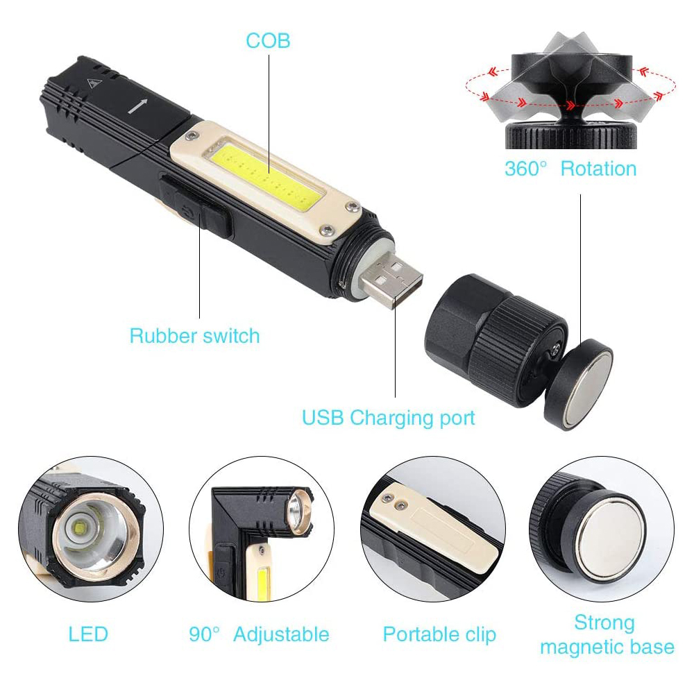 Multi-Functional COB Work Light, Headlamp and Flashlight 90 Degree Rotate with Magnetic Base 13