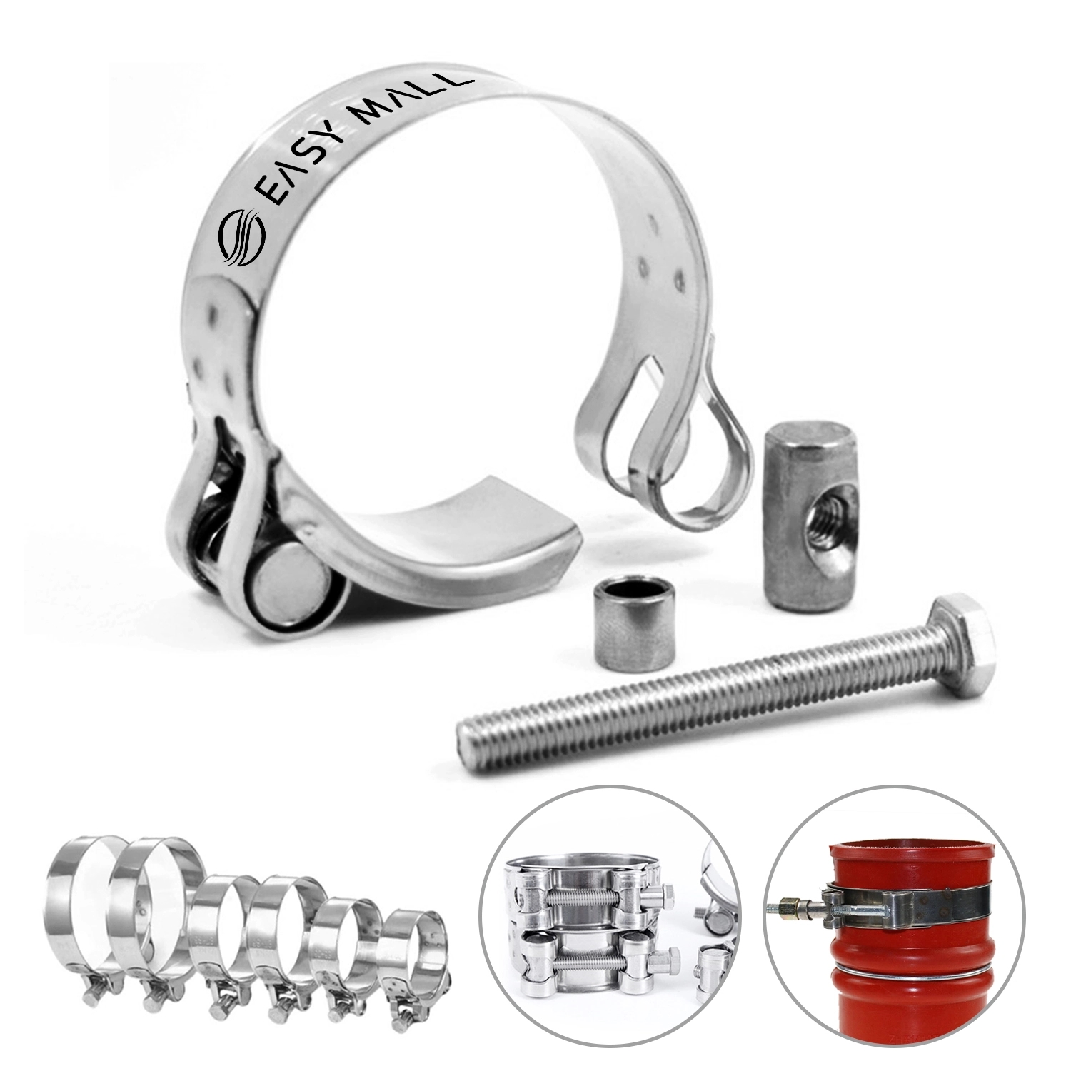 Stainless Steel T-Bolt Turbo Intake Intercooler Clamp 2