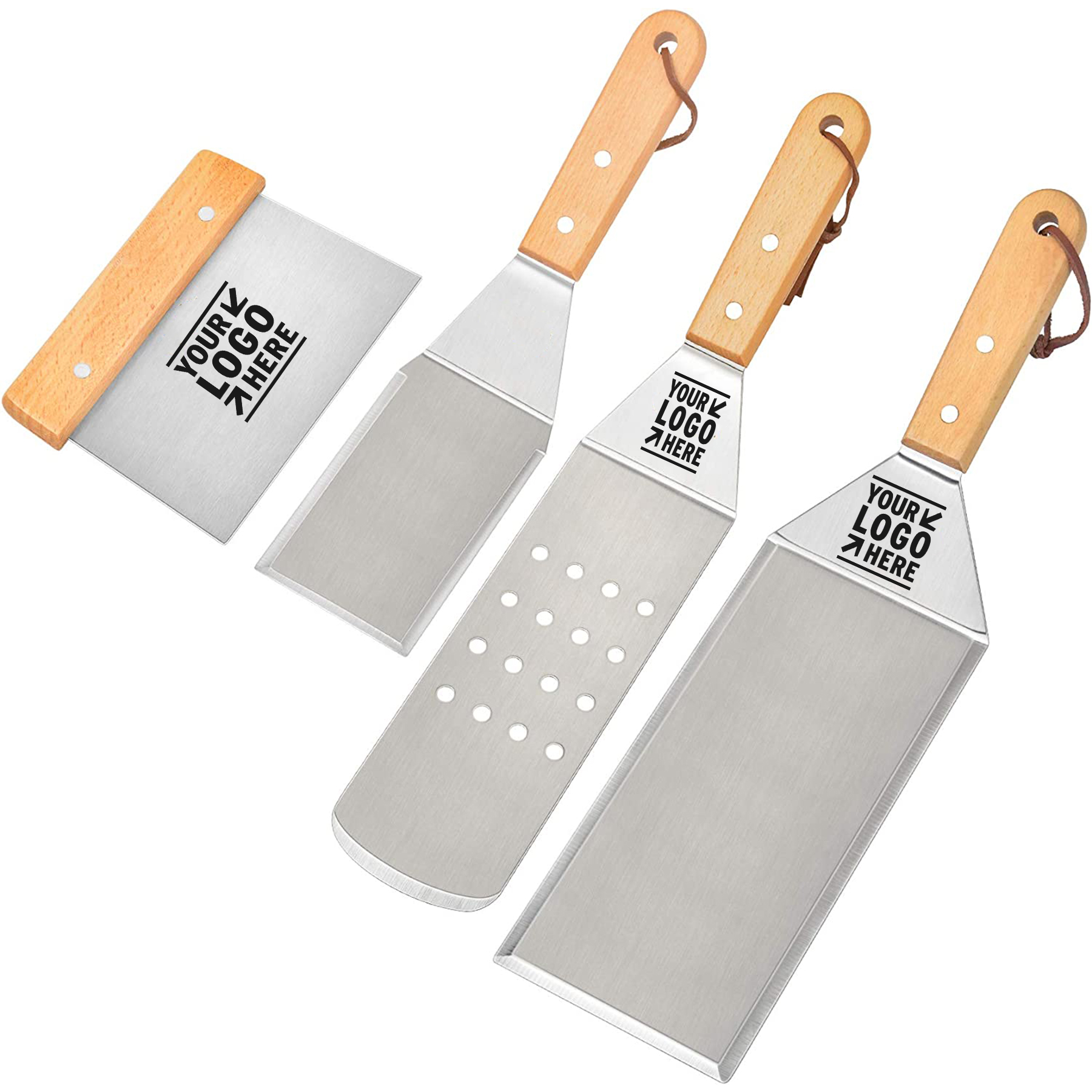 4 Piece Metal Spatula and Bench Scraper Set for Cast Iron Griddle 2