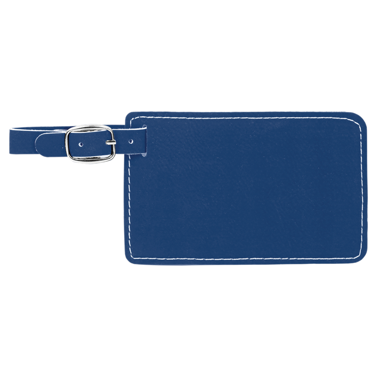 4 1/4" x 2 3/4" Blue/Silver Leatherette Luggage Tag 3