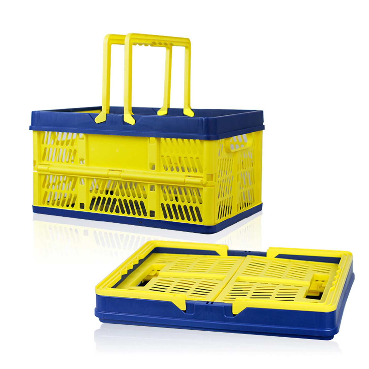 Foldable Plastic Storage Basket w/ Handle 8
