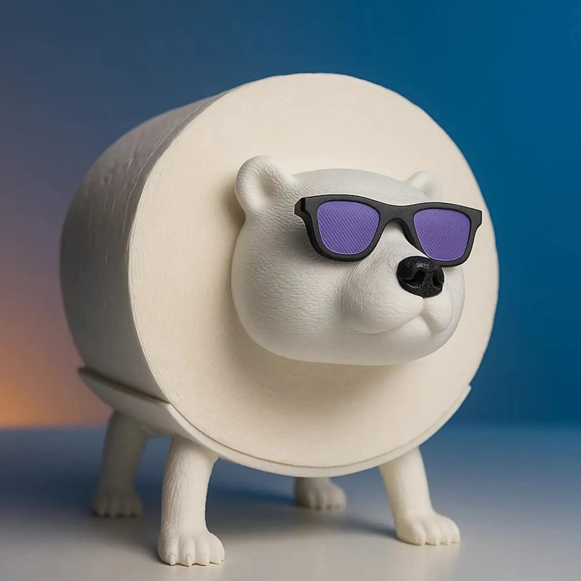 Stylish Polar Bear Toilet Paper Holder With Cool Sunglasses 3