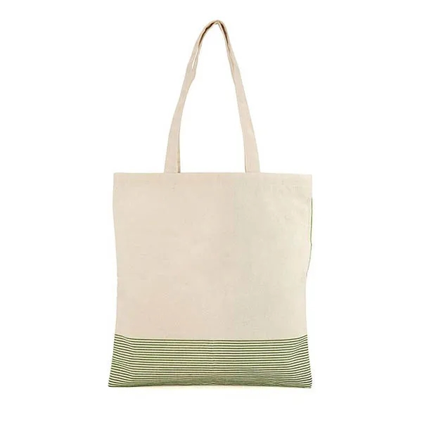 Striped Cotton Tote Bag w/ Side Pocket -14.88"w x 15.5"h, custom tote bag with logo imprint 2