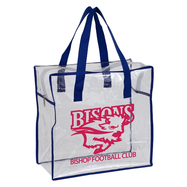 12"W x 12"H x 6"Gusset – "ARETE" Clear Vinyl Stadium Compliant Tote Bag with Zipper 3