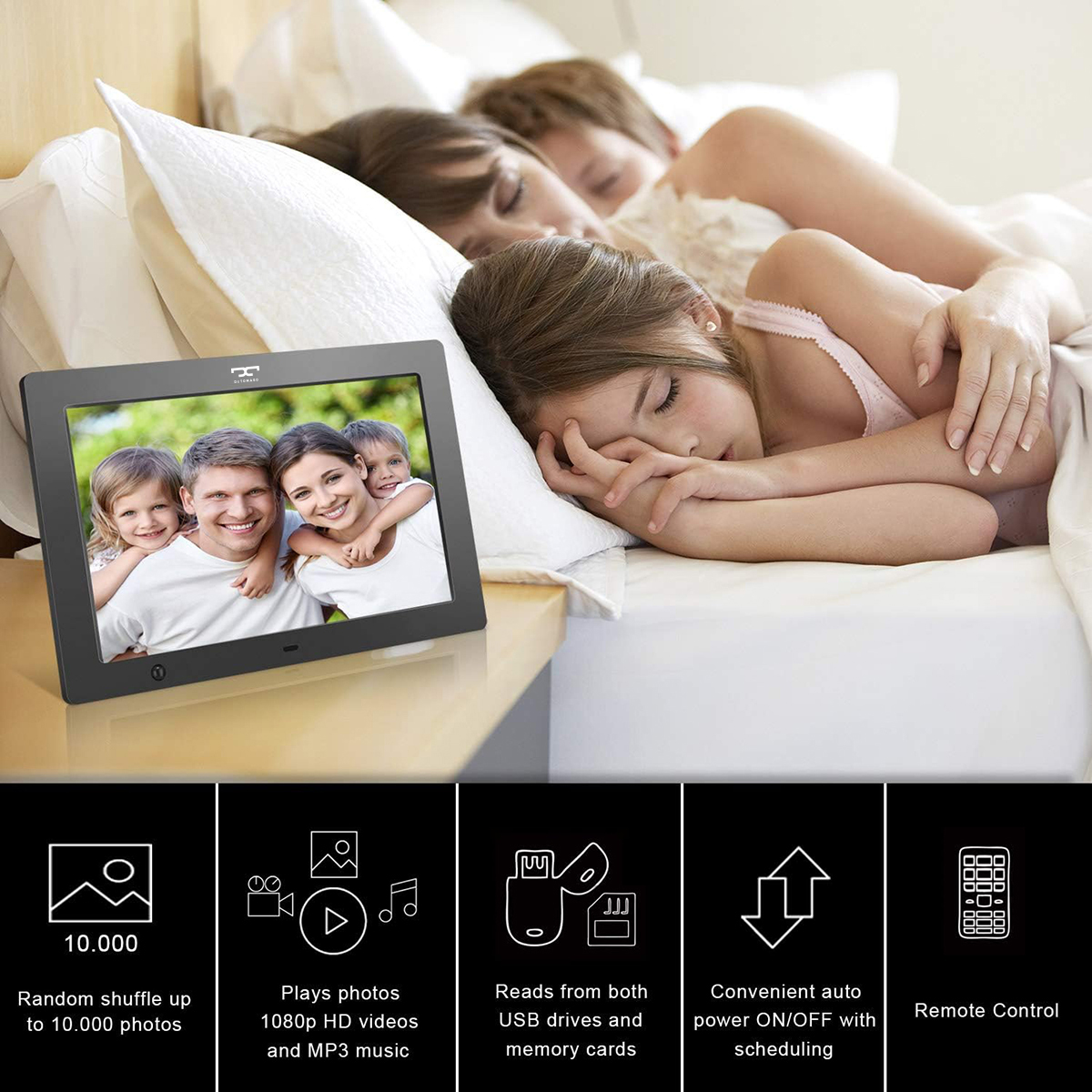 Memoria 10.1" Digital Picture Frame – Slideshow, Video & Music Playback 5